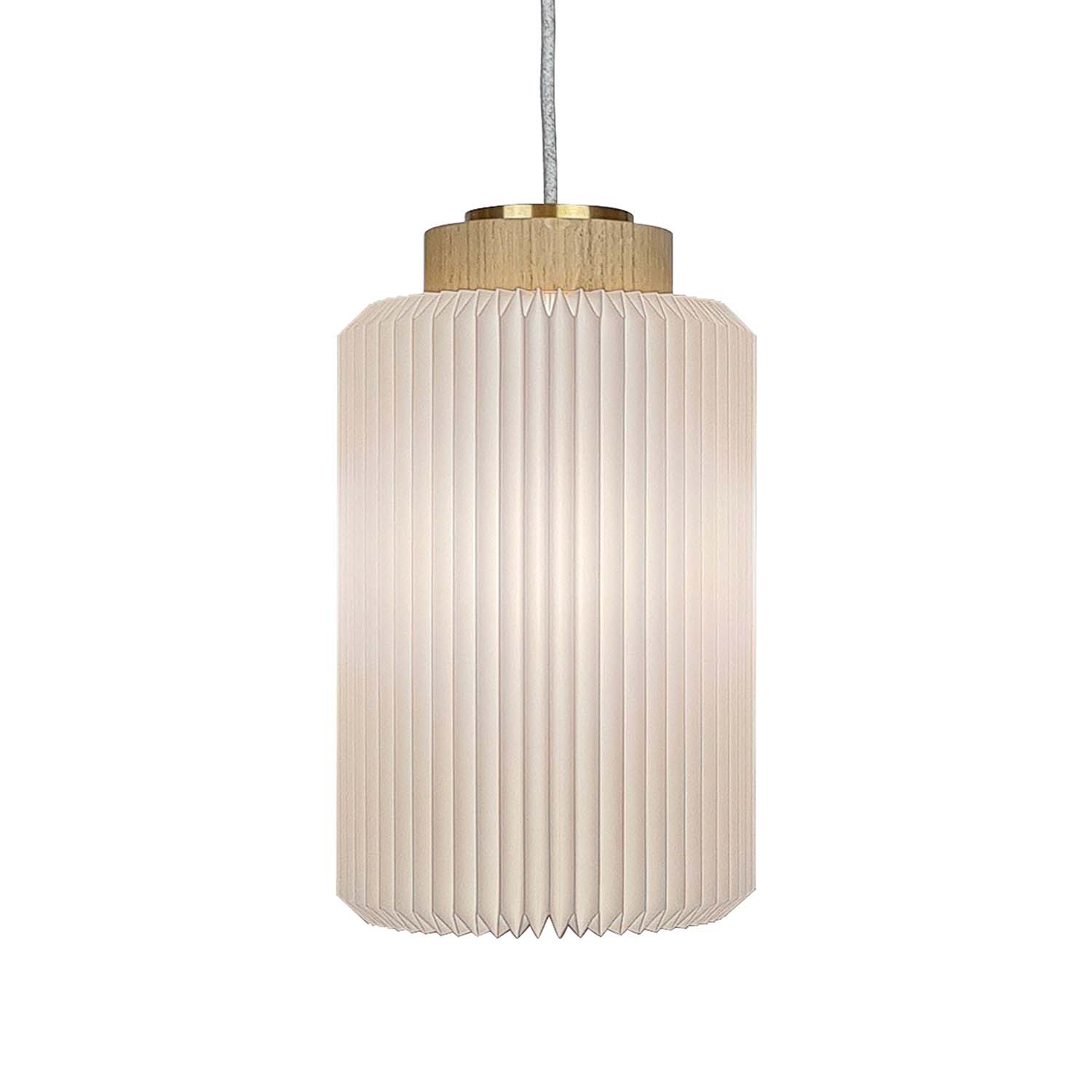 CYLINDER 182 - Cylindrical lantern pendant light in pleated PVC, Zen style