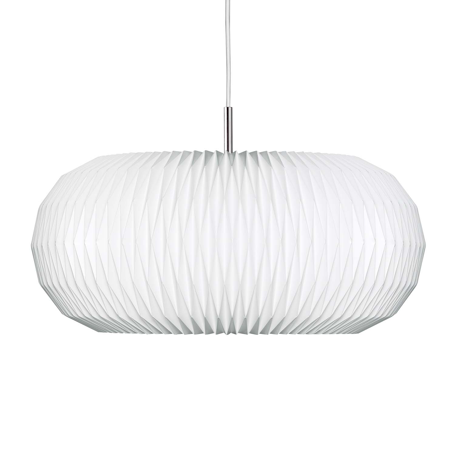 DONUT - Circular pendant light in handmade white pleated PVC