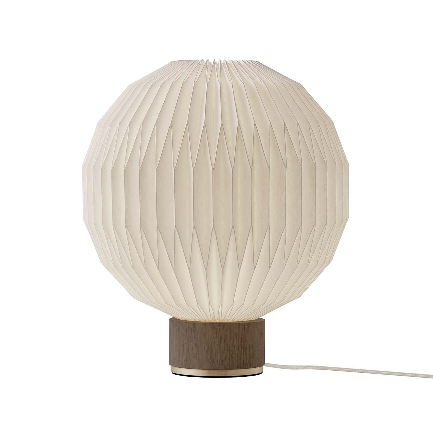 MODEL 375 - Lampe de table en papier plissé bois et blanc fabriquée à la main