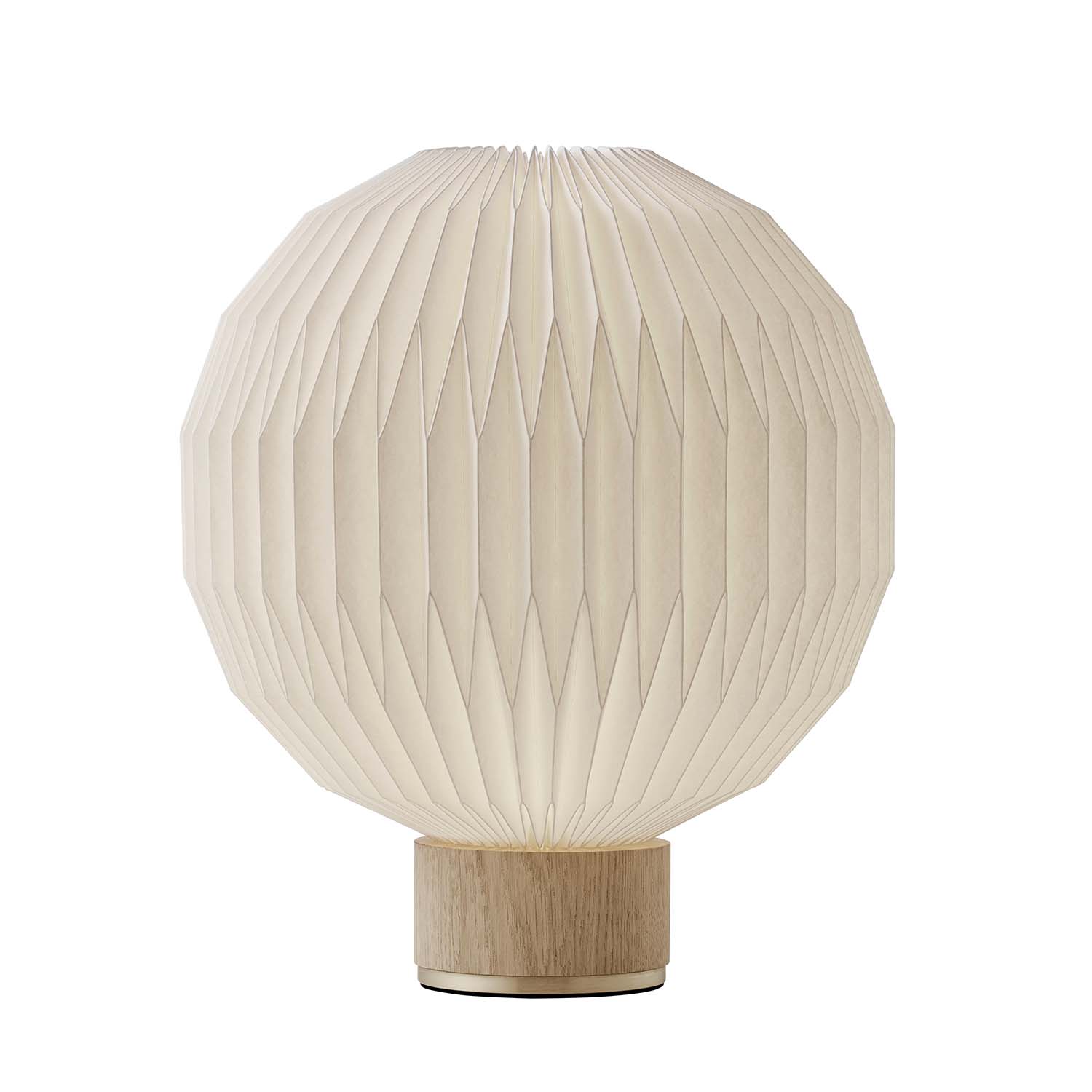 MODEL 375 - Lampe de table en papier plissé bois et blanc fabriquée à la main