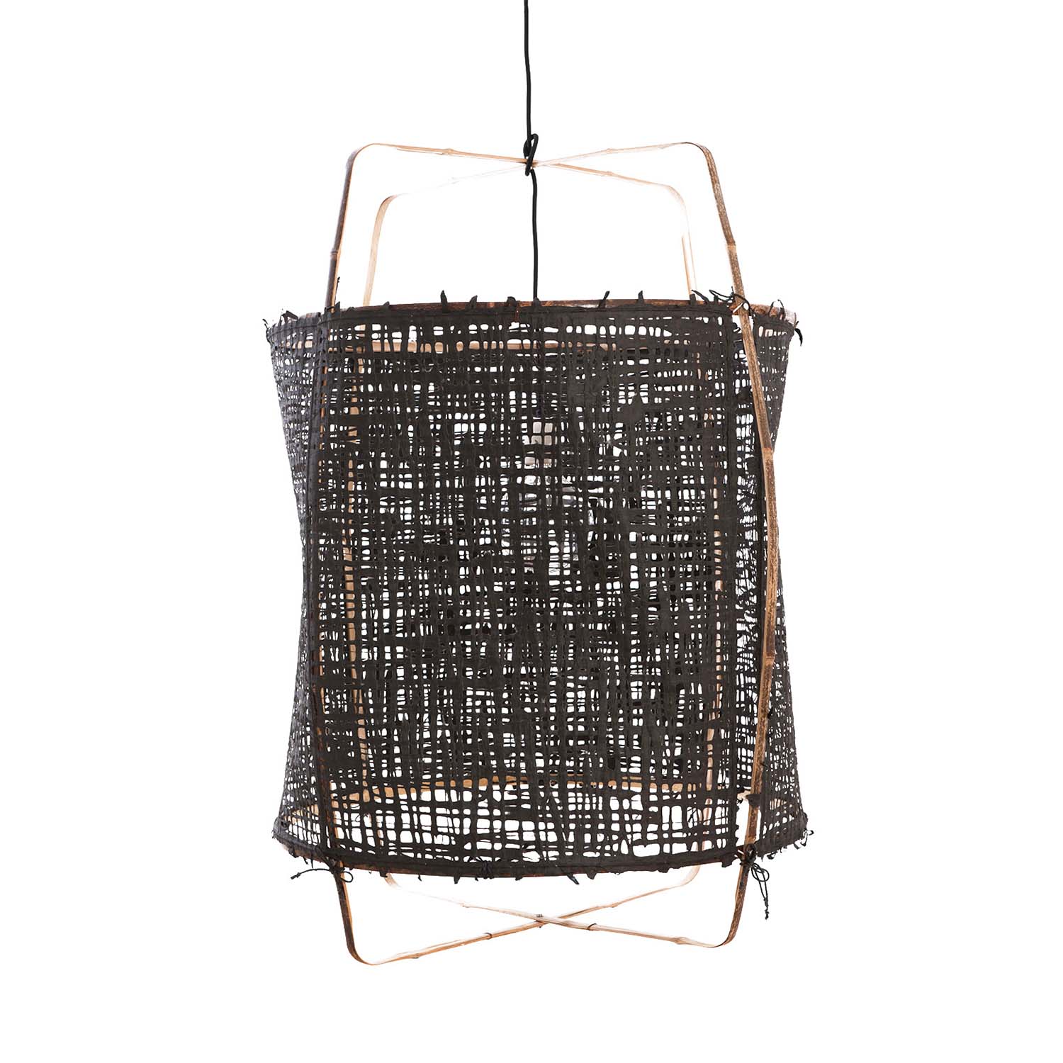 Z1 – Cage-Pendelleuchte aus Bambus und weißem, beigem, grauem oder schwarzem Stoff