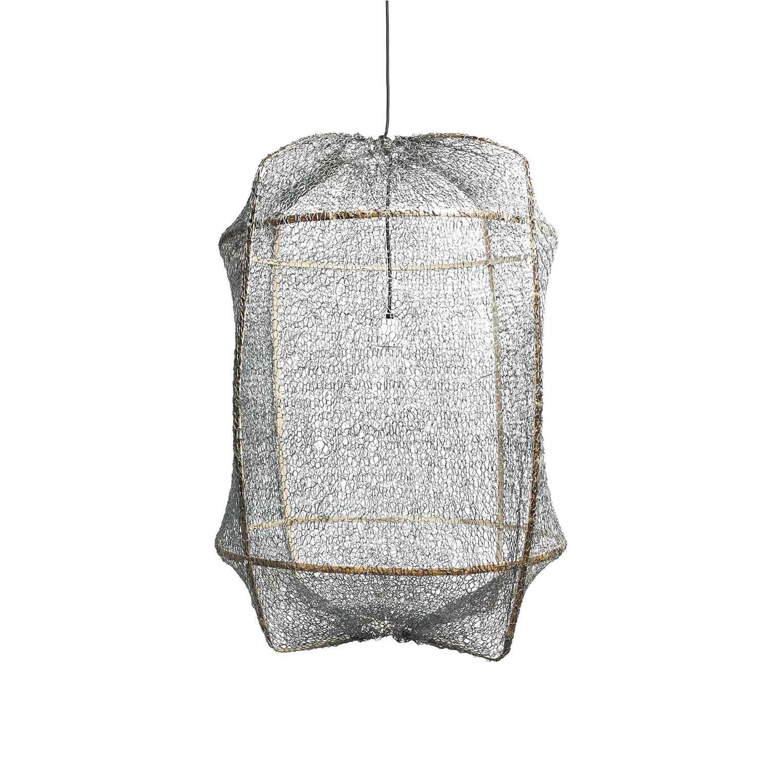 Z1 - Cage pendant lamp in bamboo and white, beige, gray or black fabric