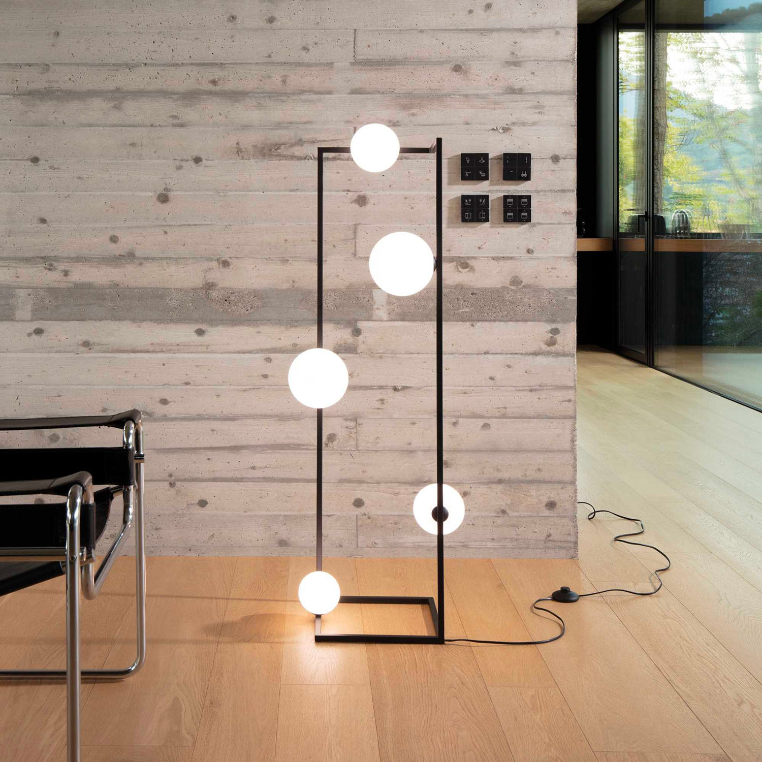 ANGOLO - Rectangular floor lamp with glass balls