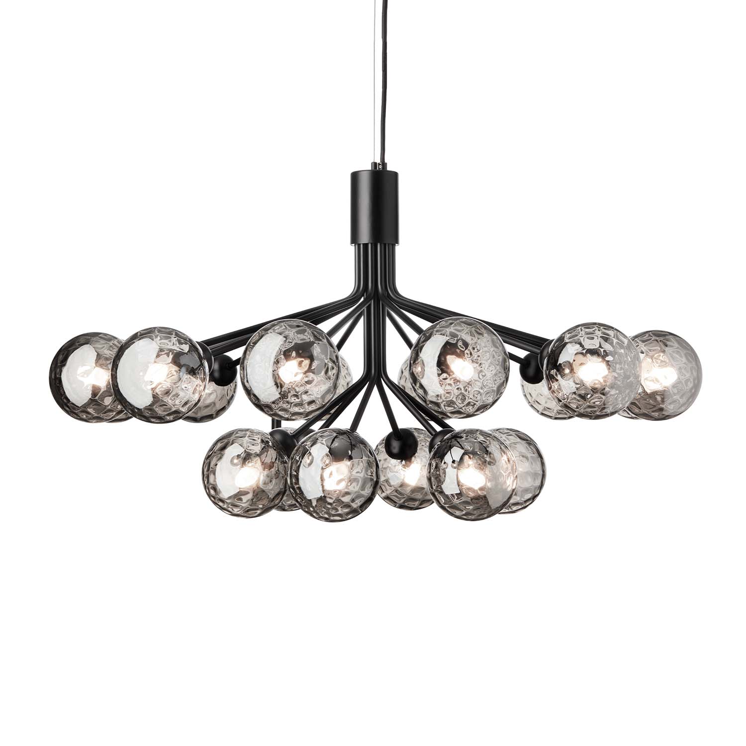 APIALES Optic - Black or gold chandelier with glass globes