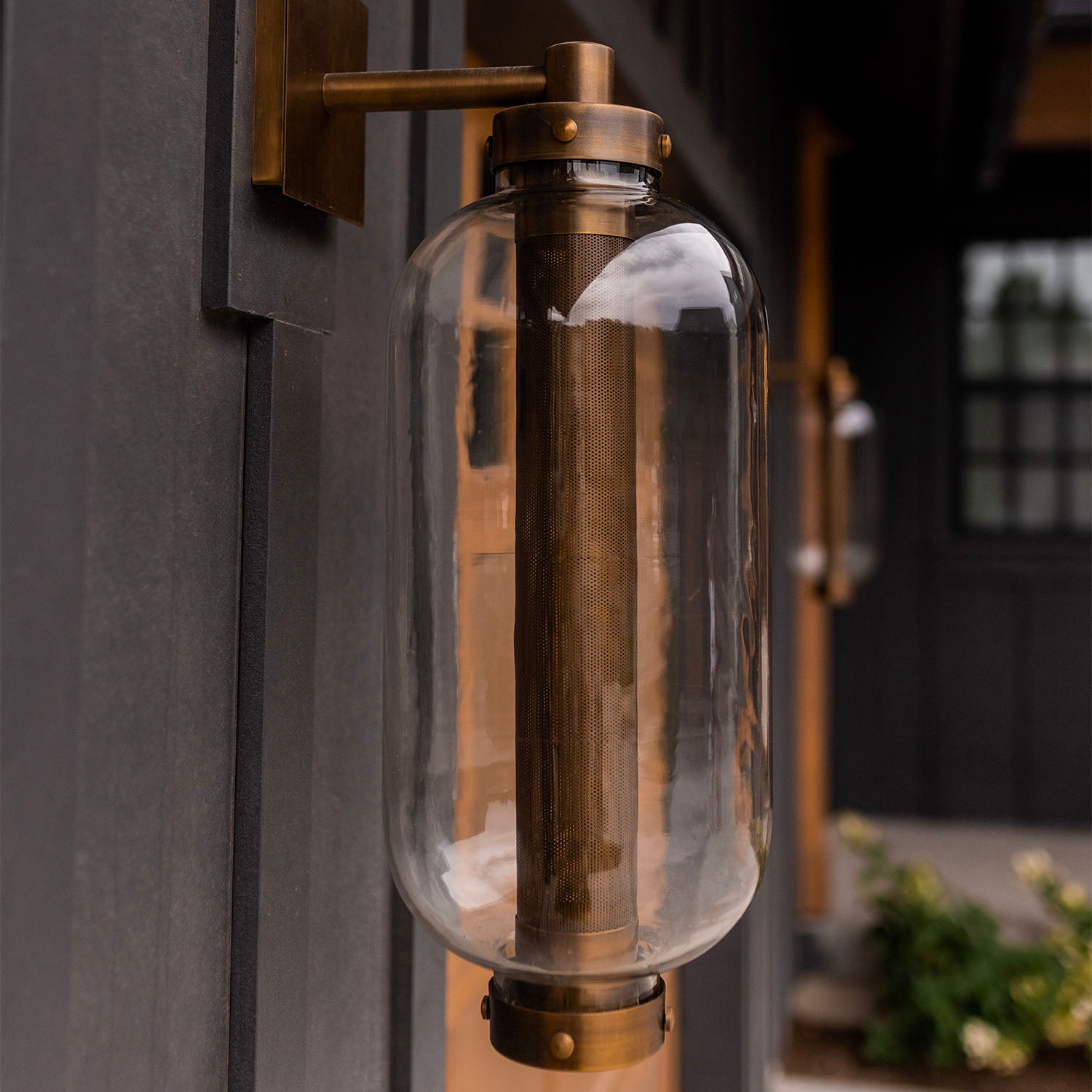 ATWATER - Vintage industrial brass lantern wall lamp