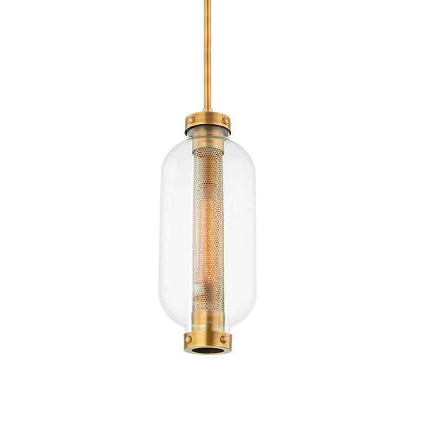 ATWATER - Vintage Industrial Brass and Glass Pendant