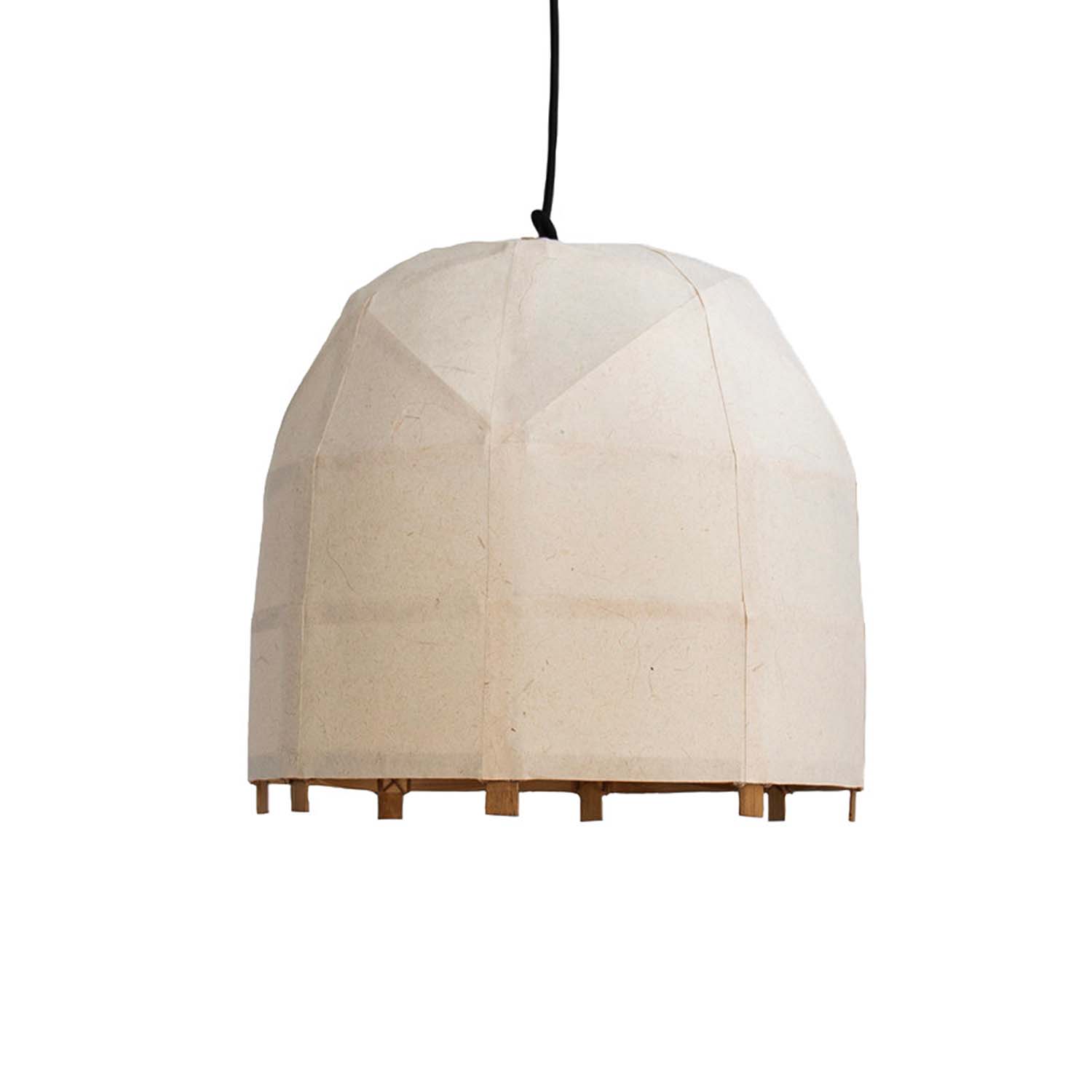 BAGOBO O - Cage pendant lamp in bamboo and white paper