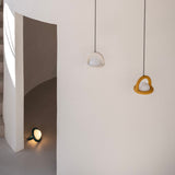 BALLOON - Globe pendant lamp in glass and colored steel structure