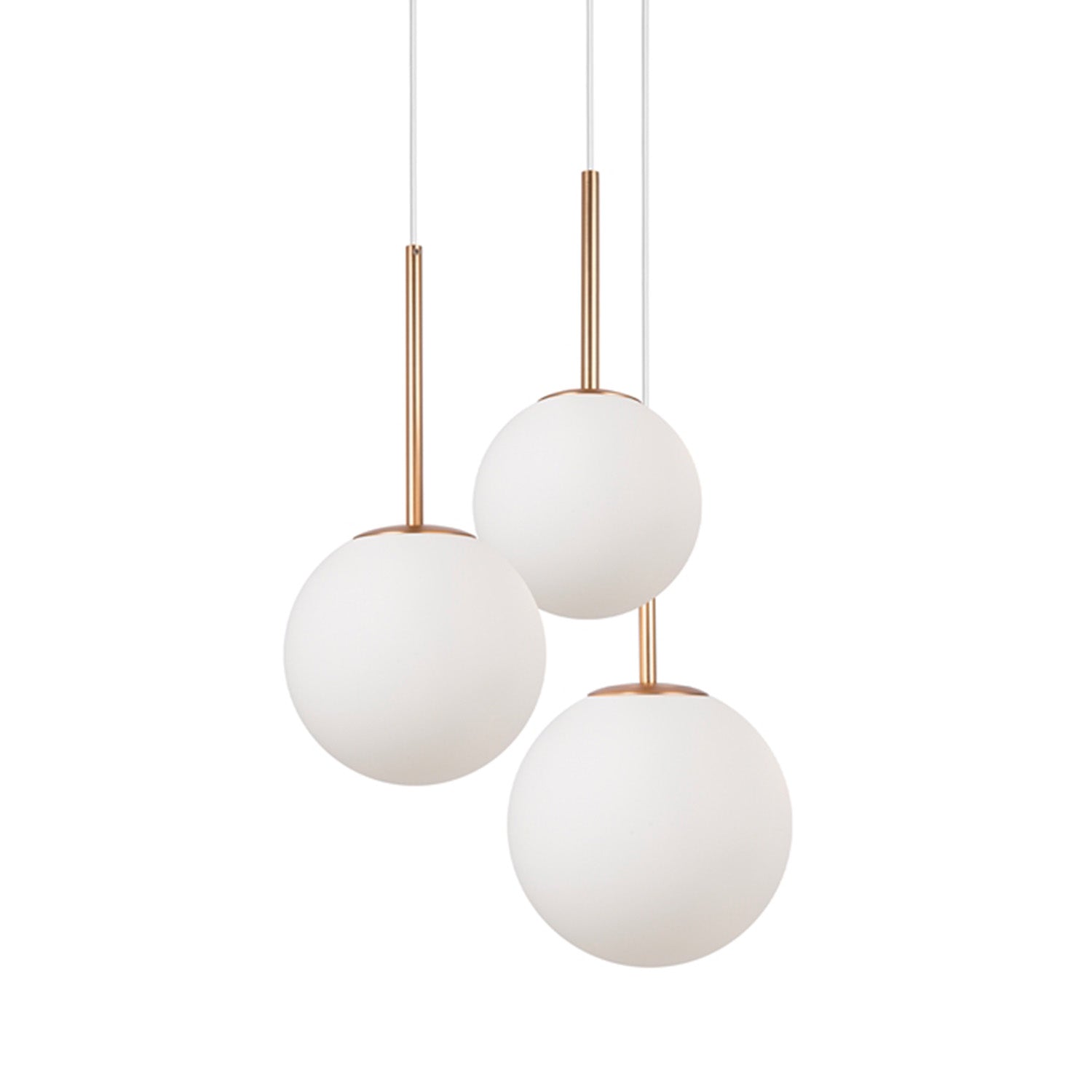 BASIC FORM 3 - Gold, black or white pendant light and opaque glass balls