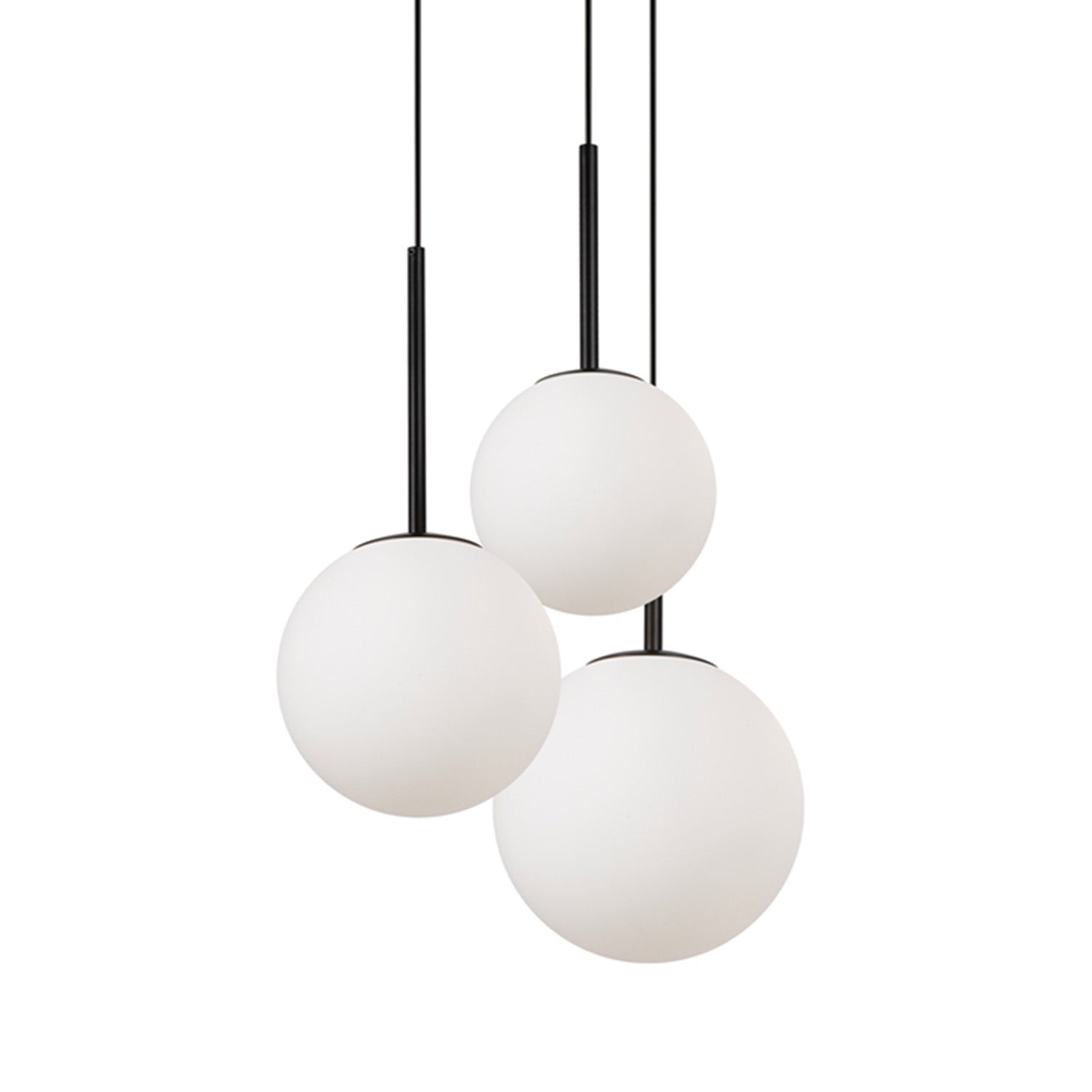 BASIC FORM 3 - Gold, black or white pendant light and opaque glass balls