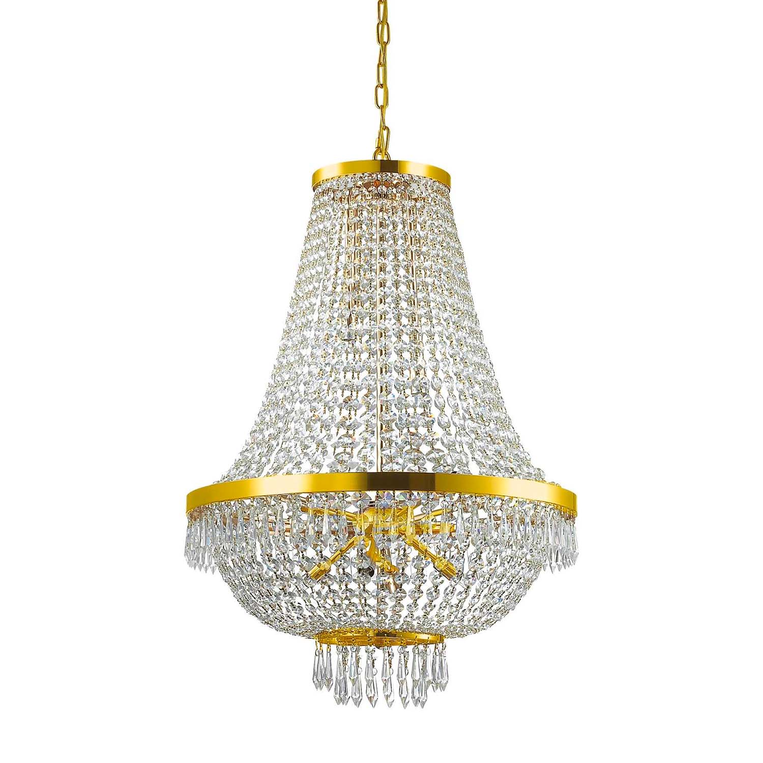 CAESAR - Baroque chandelier in transparent and gold glass