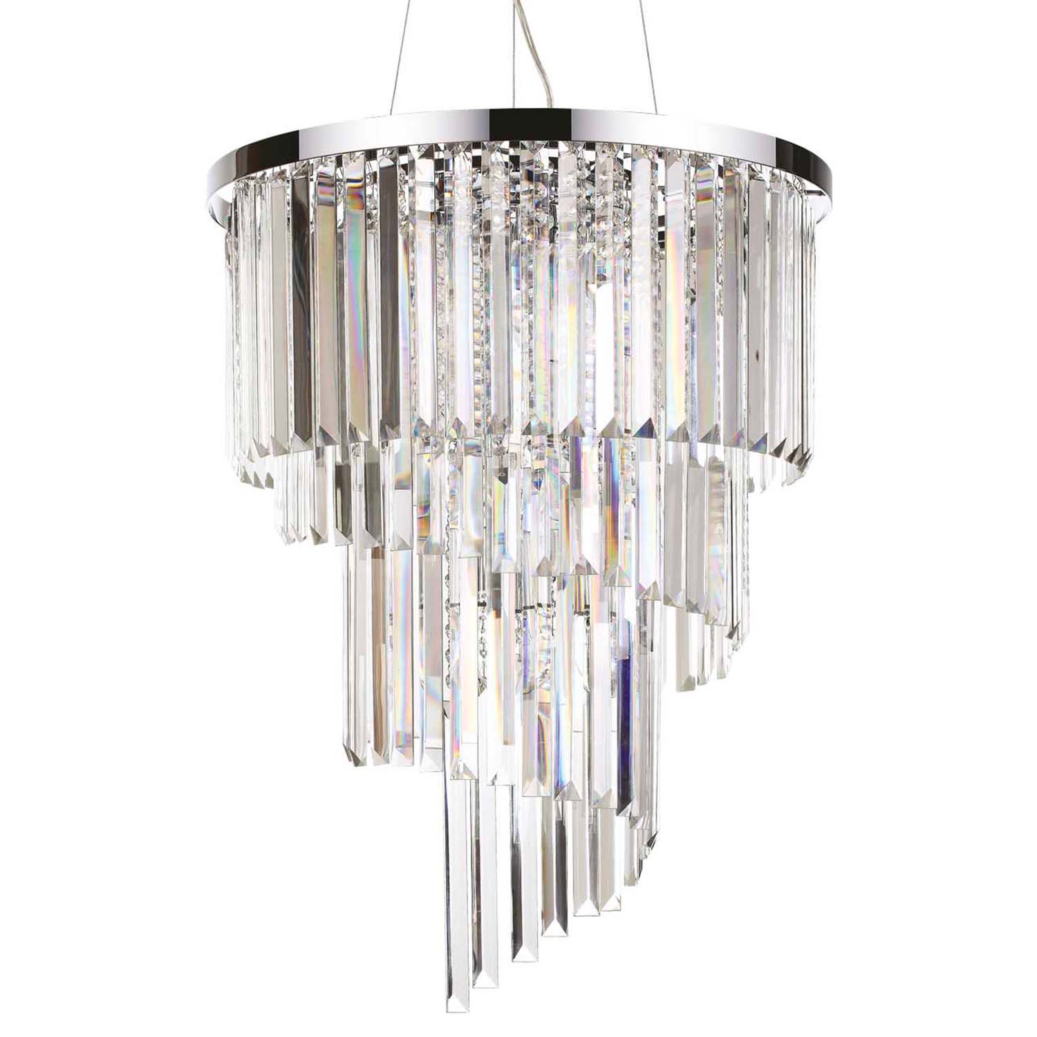 CARLTON - Chic spiral chandelier in silver or gold crystal