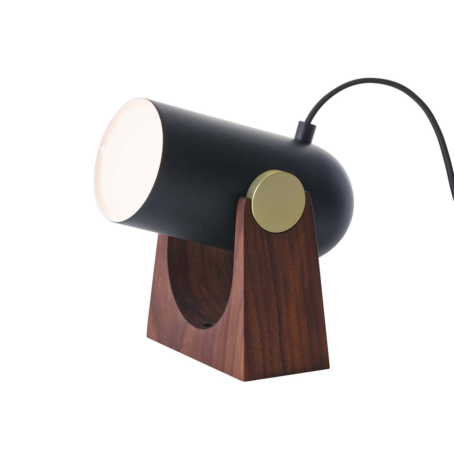 CARRONADE Table - Lampe de chevet projecteur bois et noir