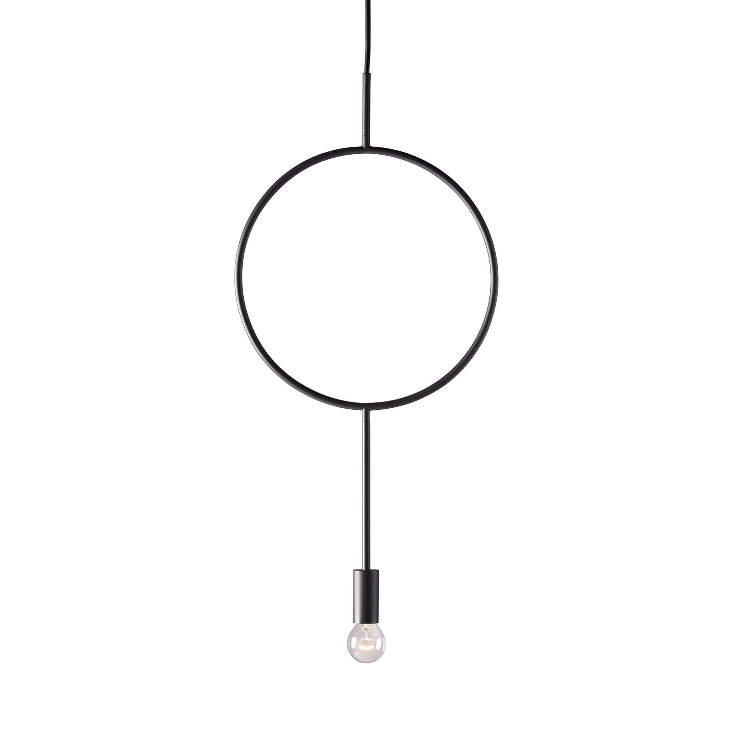 CIRCLE - Thin minimalist black pendant lamp, adult bedroom