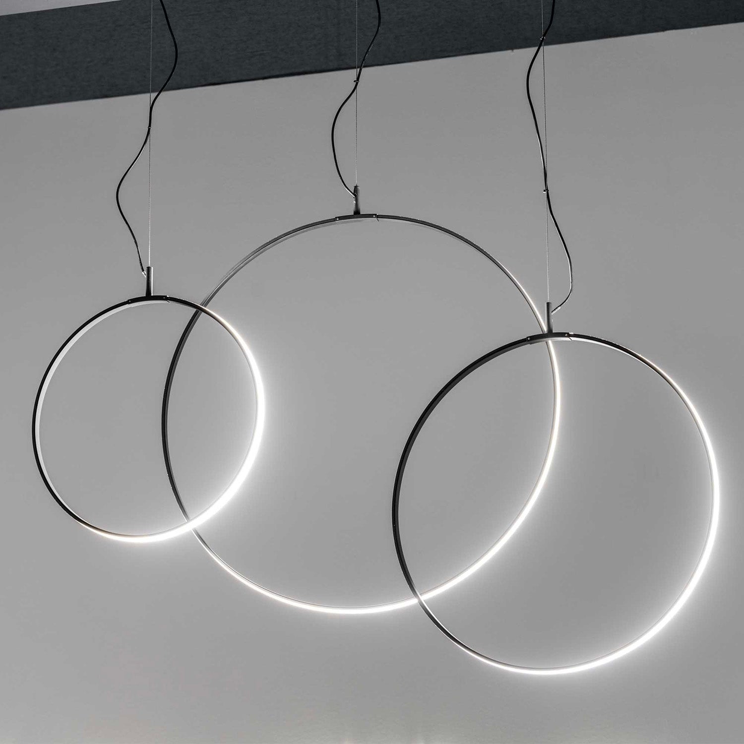 CIRCUS - Integrated black LED circle pendant light