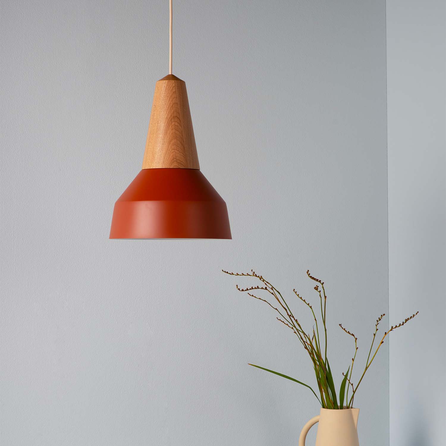 EIKON BASIC - Scandinavian conical pendant light, colorful and wood