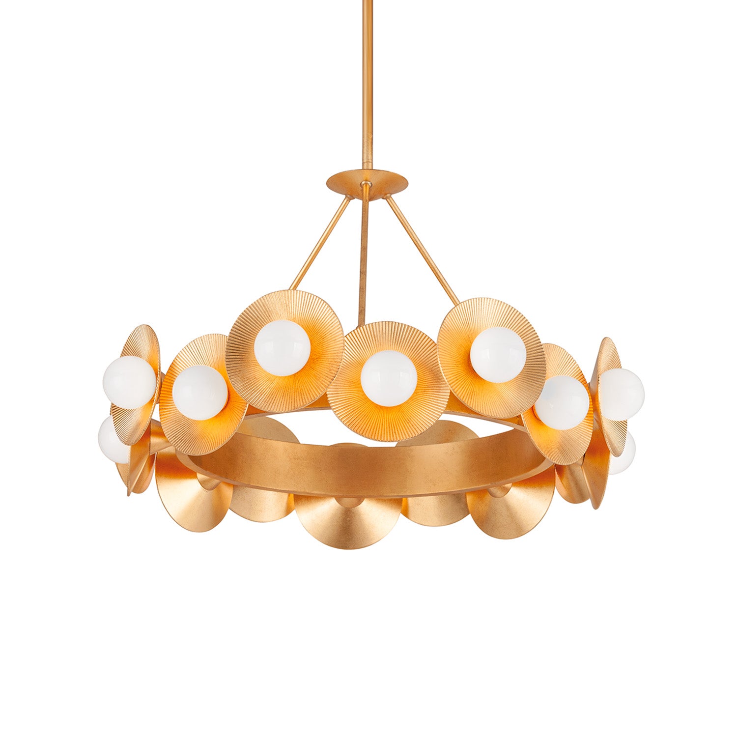 EMERALD - Circular brass and petal chandelier