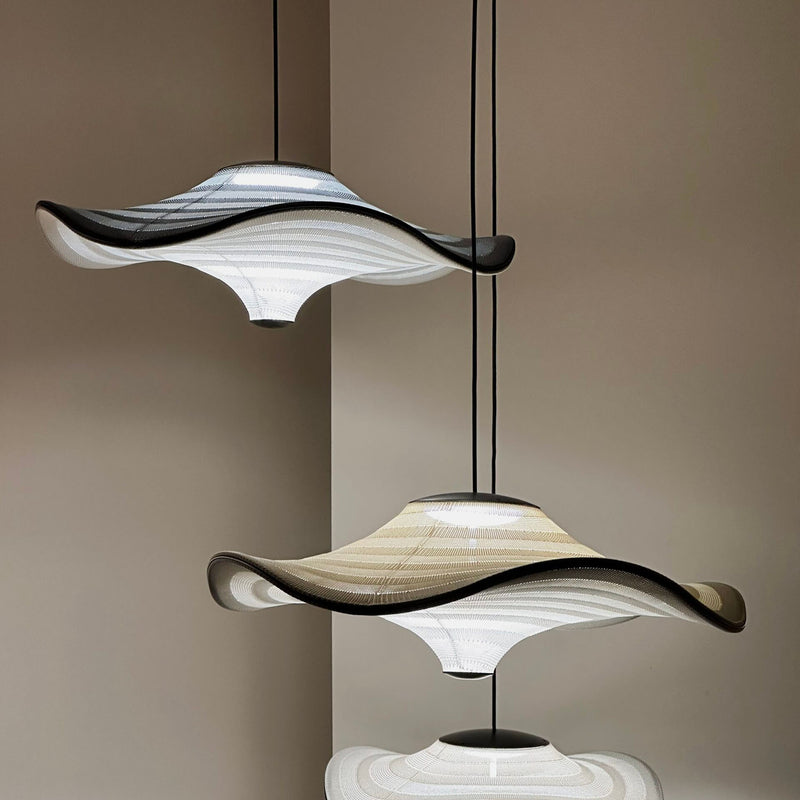 FLYING - Integrated LED woven japandi pendant lamp