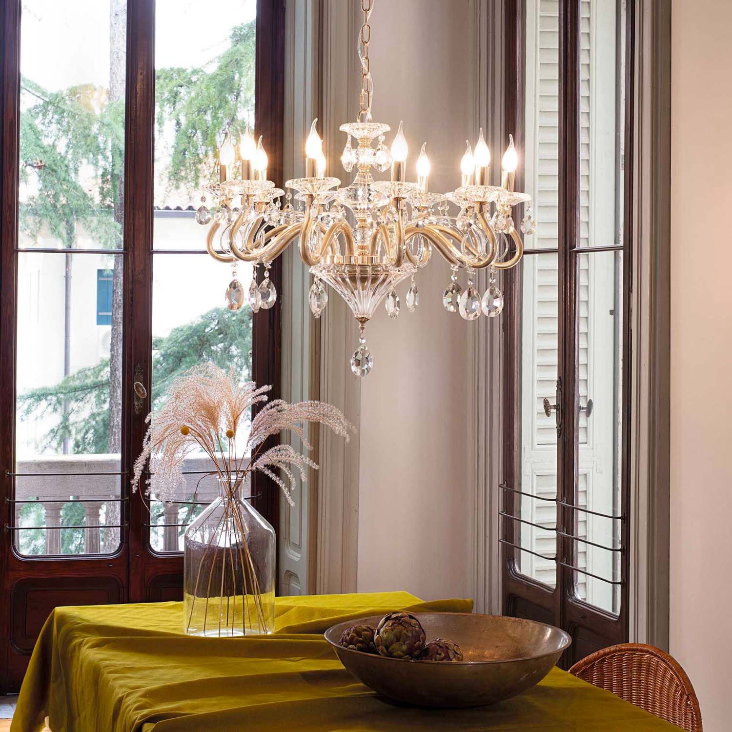 NEGRESCO - Golden glass and crystal chandelier