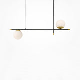 NOSTALGIA - Linear pendant light in steel and opaque white glass