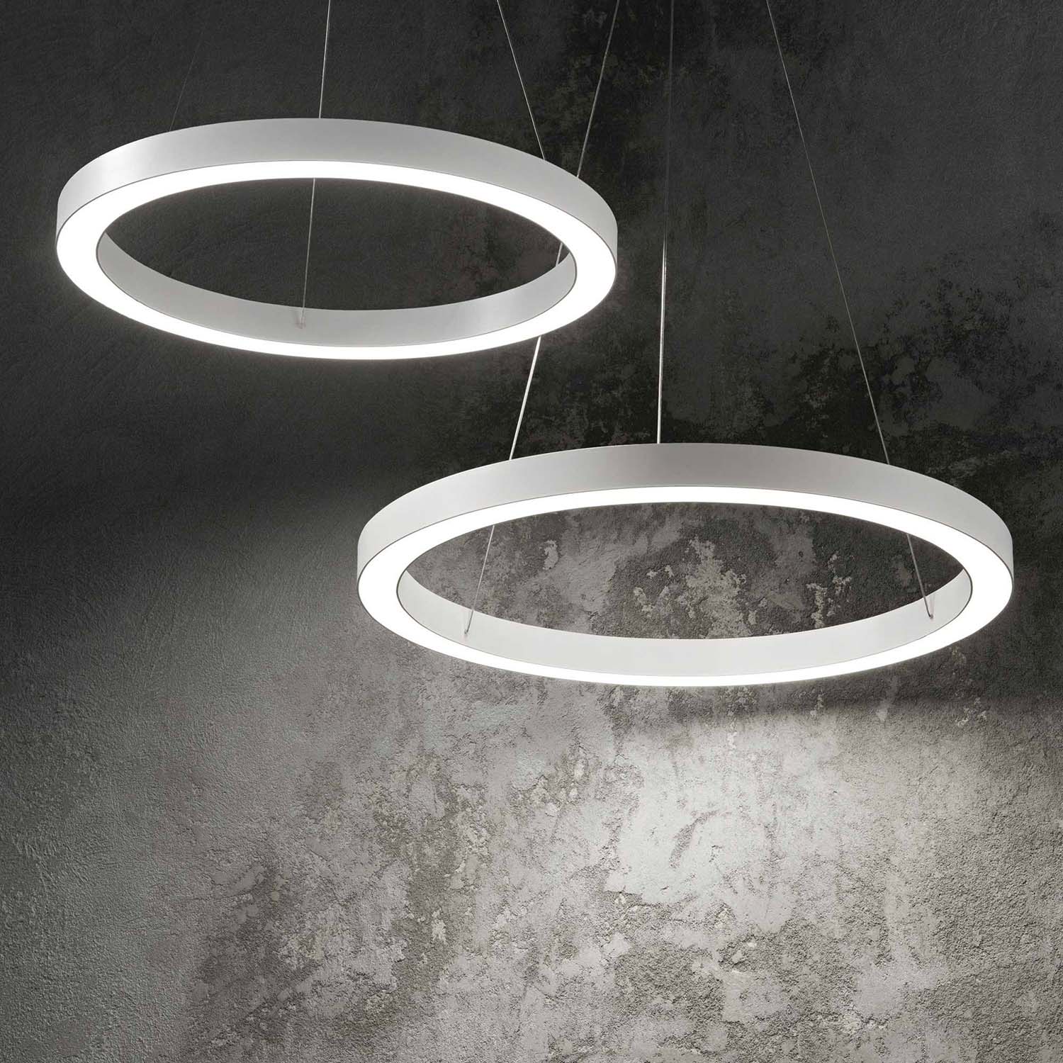 ORACLE - Suspension anneau LED intégrée noir ou blanc
