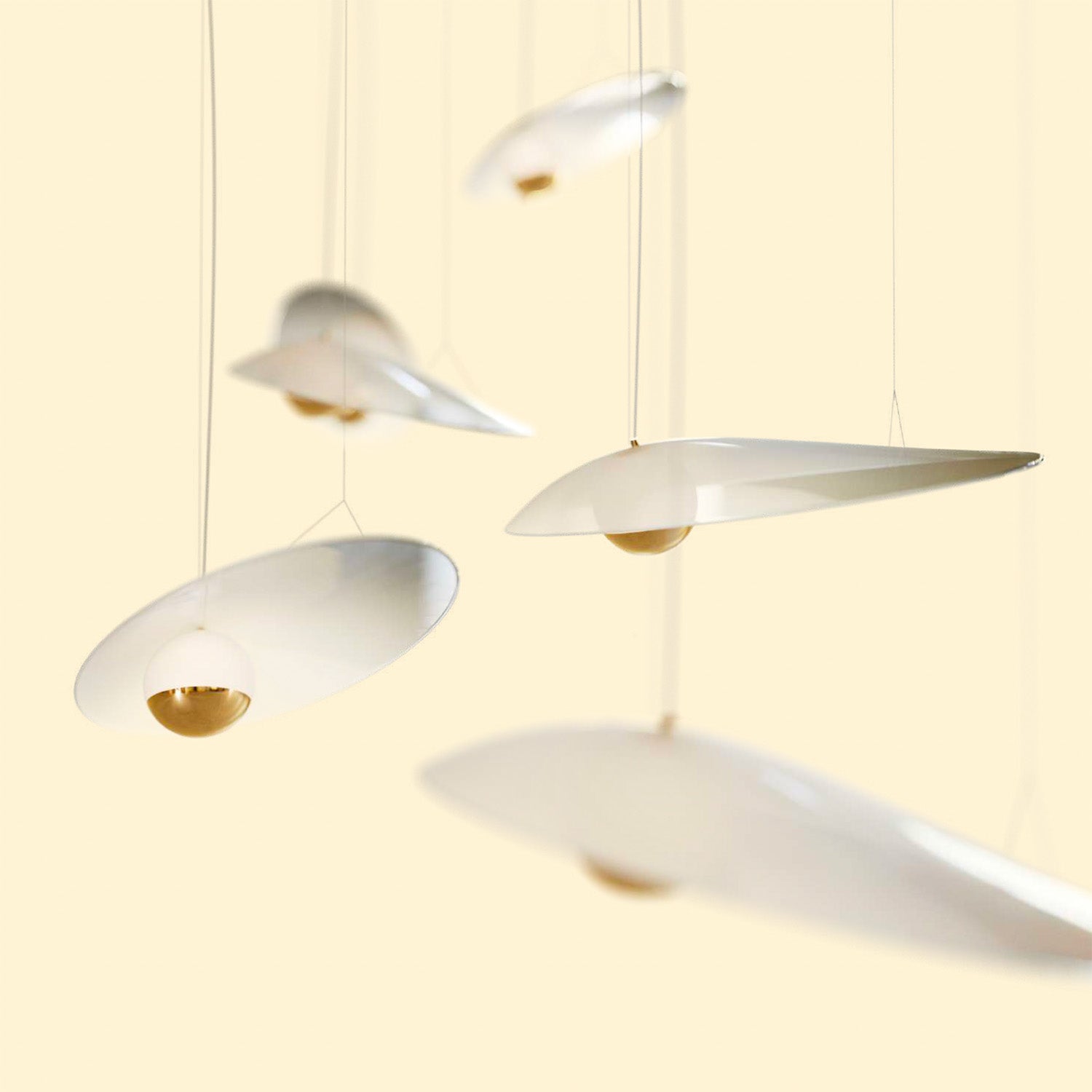 OYSTER - Suspension luxueuse, feuilles de verre, perle dorée