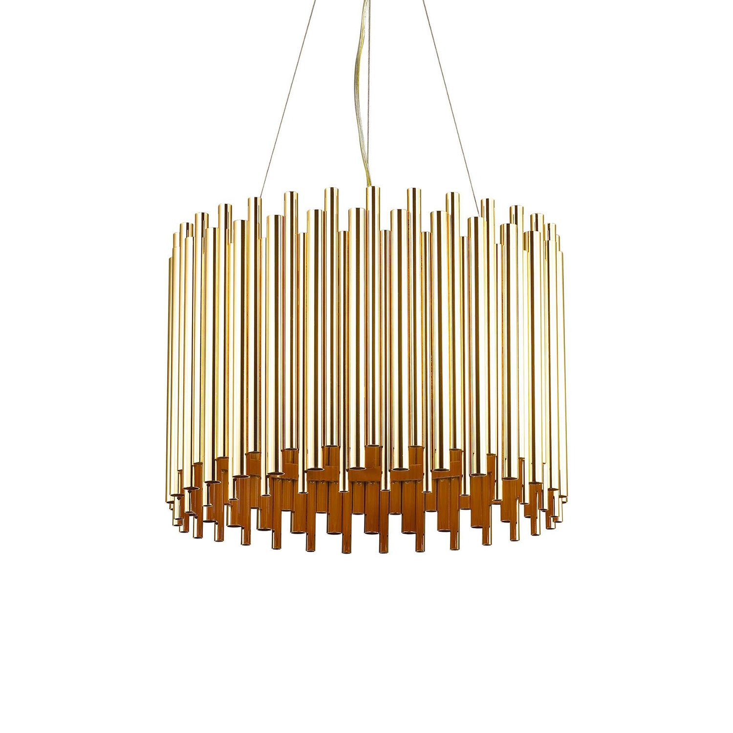 PAN – Runde goldene Röhren-Pendelleuchte im Art-Deco-Stil