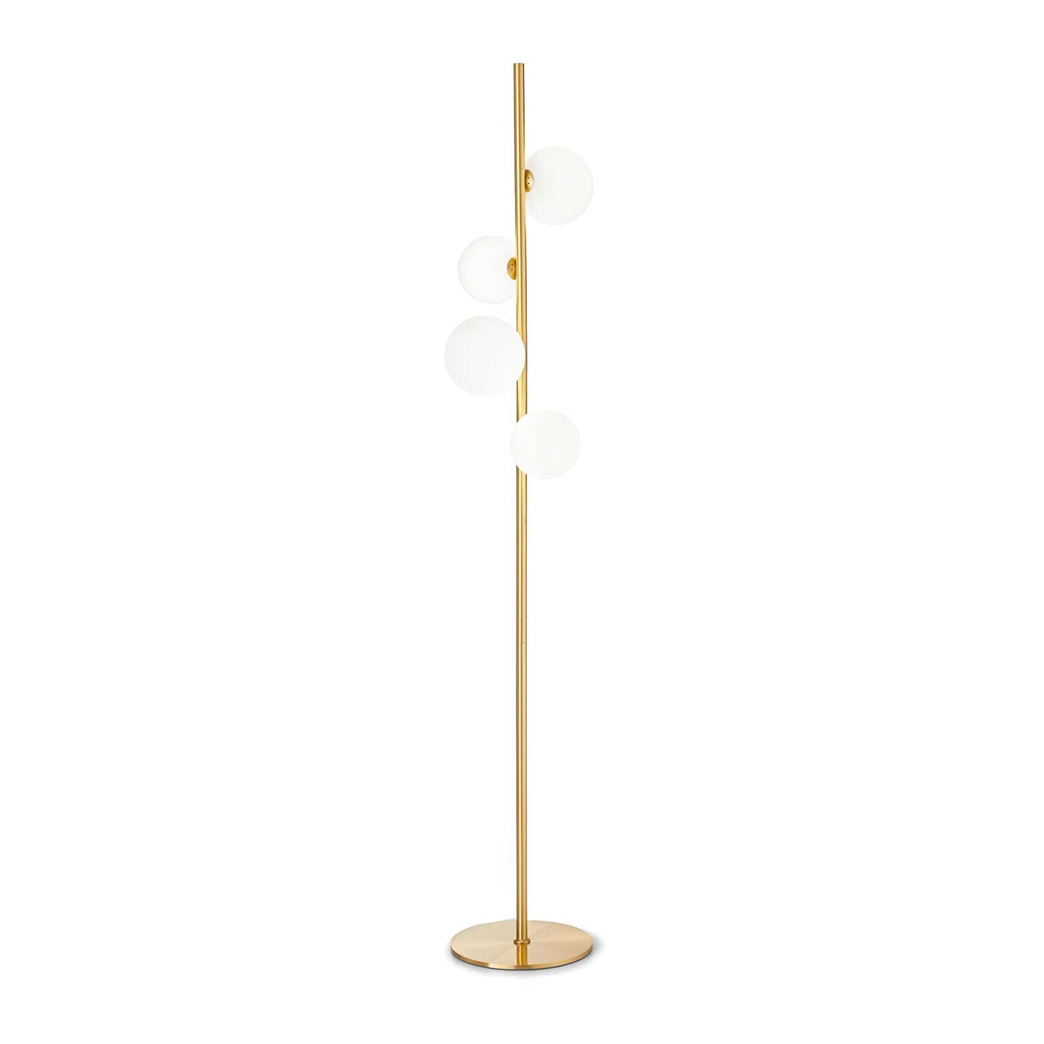 PERLAGE - Golden or smoked floor lamp and art deco glass balls