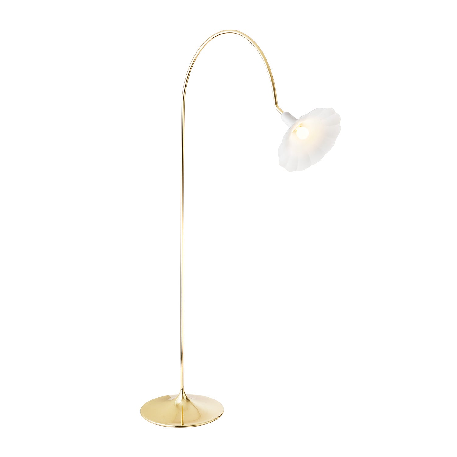 PETALII - Elegant white and polished gold flower floor lamp