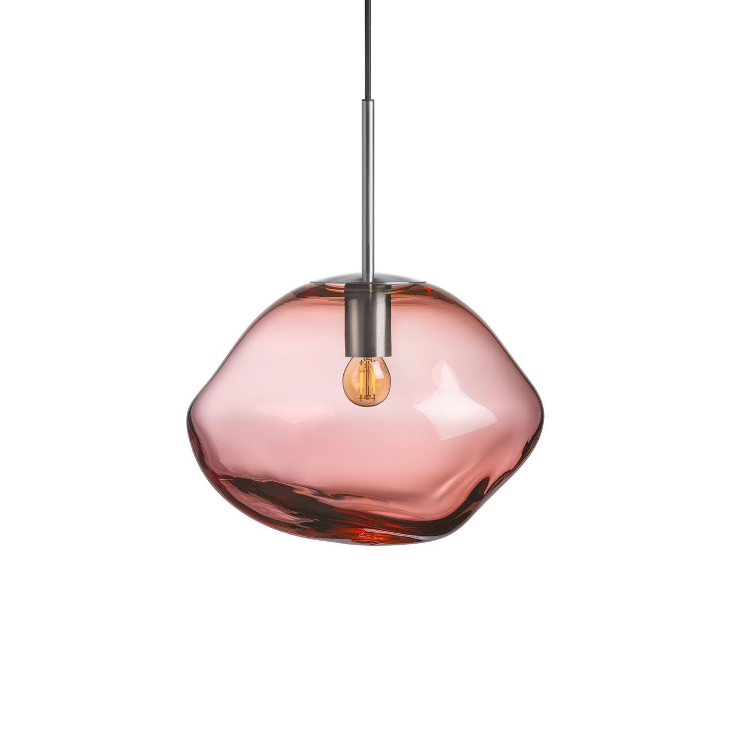 CRYSTAL STONE - Distorted and asymmetrical blown glass pendant lamp
