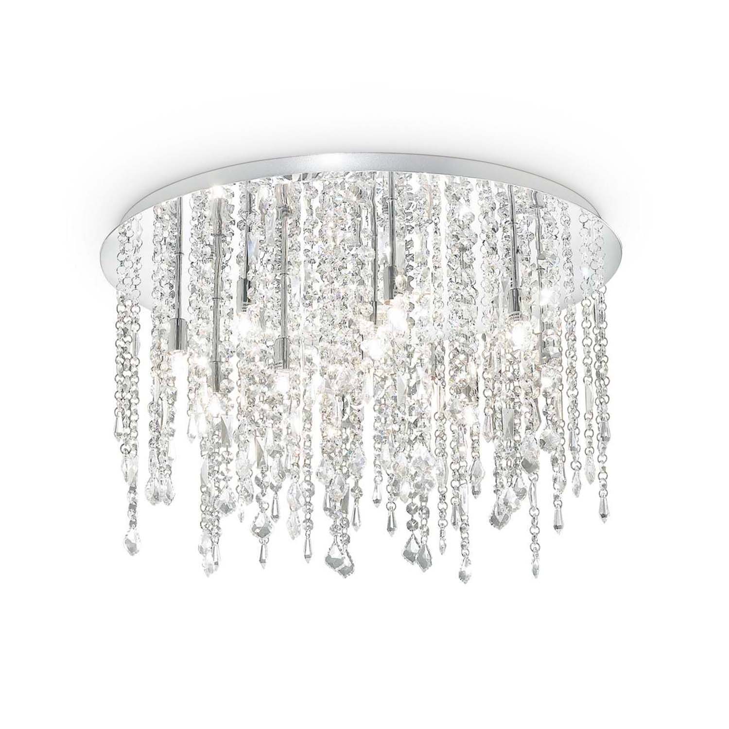 ROYAL - Chrome ceiling light with crystal pendants