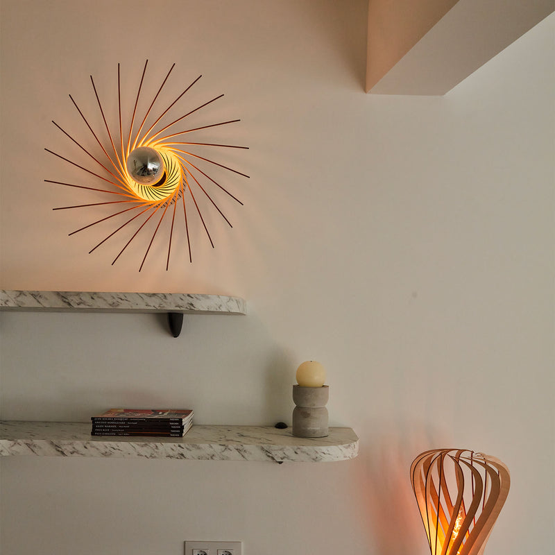 SANPEDRO - Handmade natural wood spiral wall light
