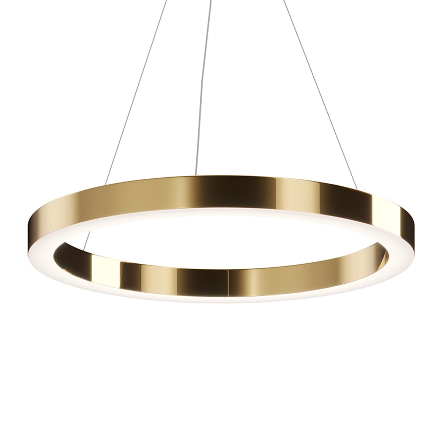 SATURNO - Modern pendant light with integrated LED golden ring