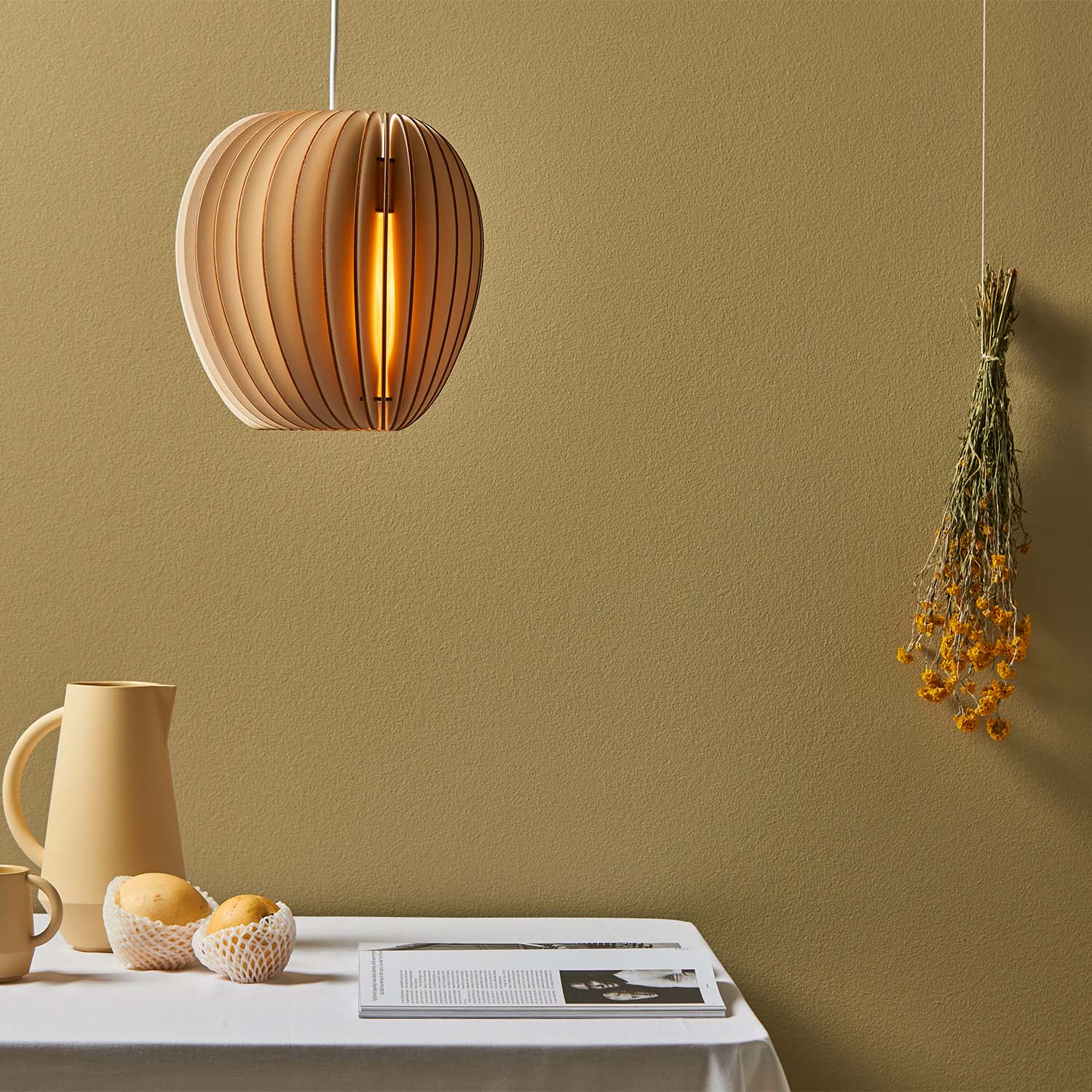 SERIES A PIRUM - Pendant light in designer poplar wood strip