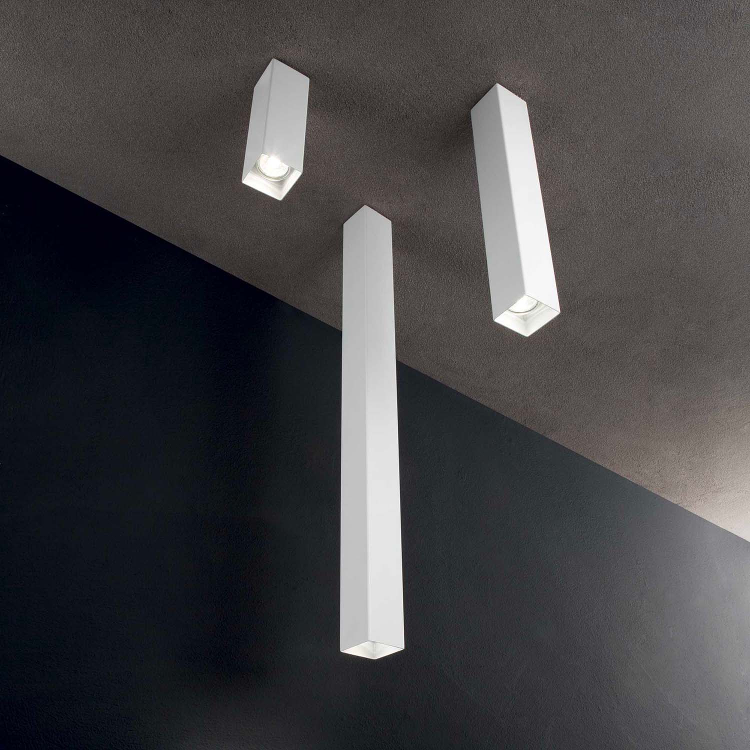 SKY - Long designer square spot ceiling light, black or white