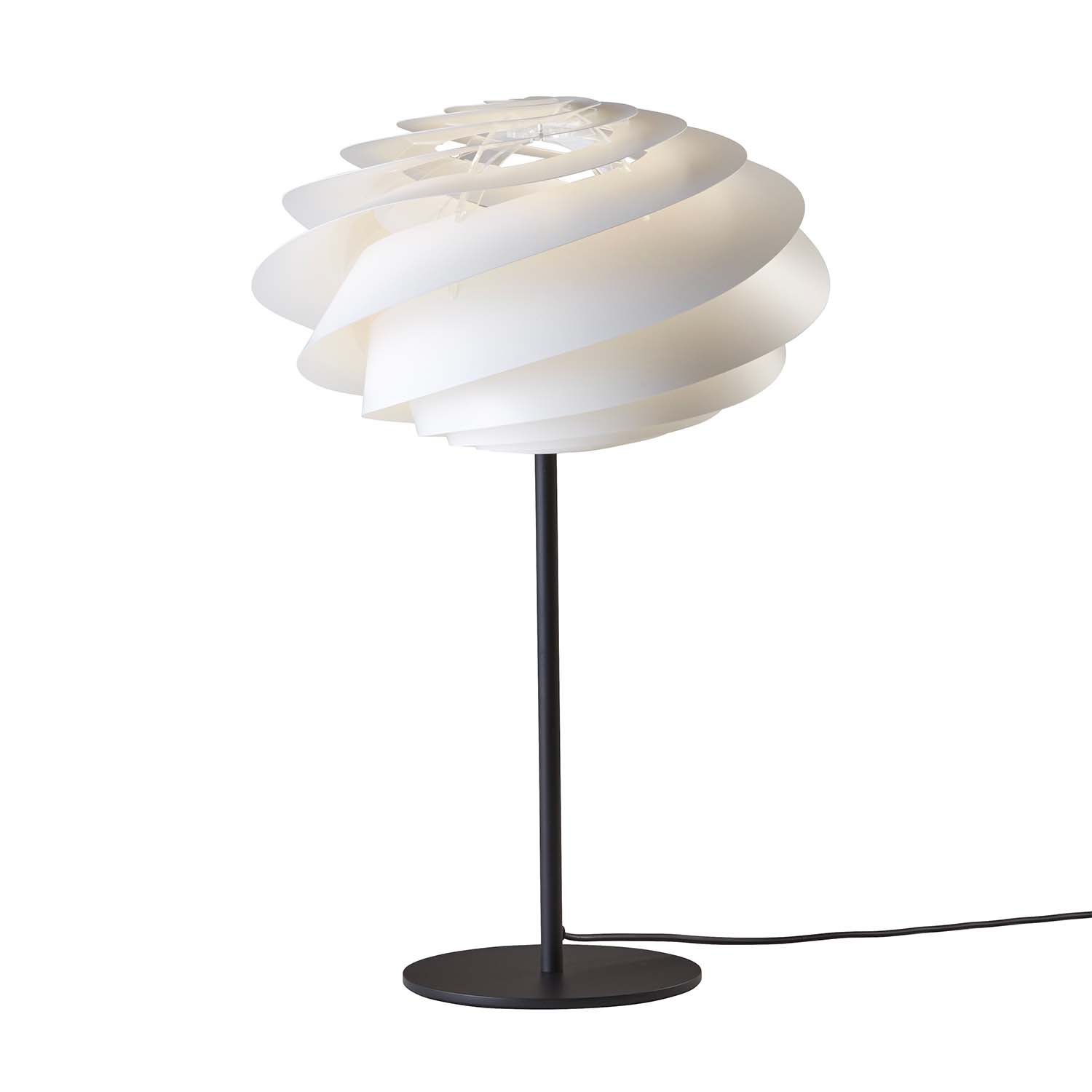 SWIRL Table - Weiße und schwarze Spiraltischlampe, Designerkreation