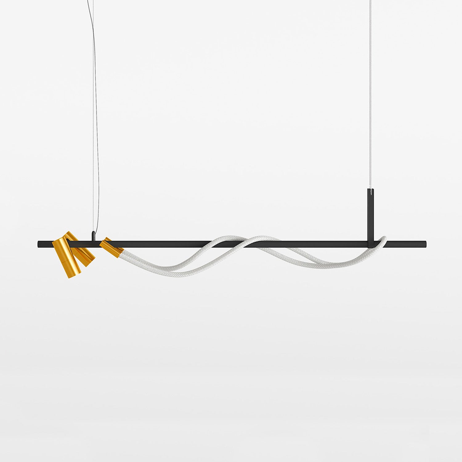 TAU – Integrierte flexible LED-Röhrenaufhängung, schwarz-goldenes Design