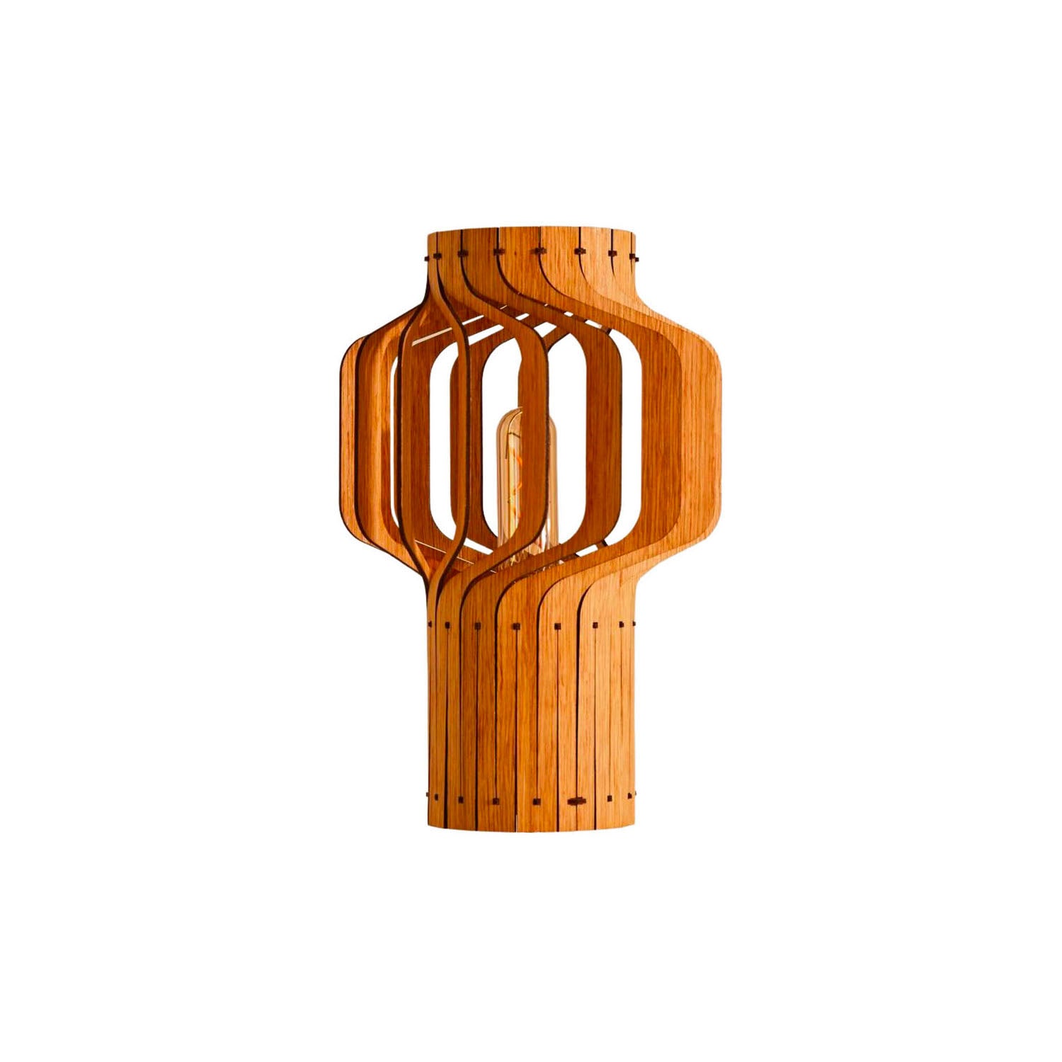 TJINKWE Small - Lampe de chevet en lames de bois fait-main