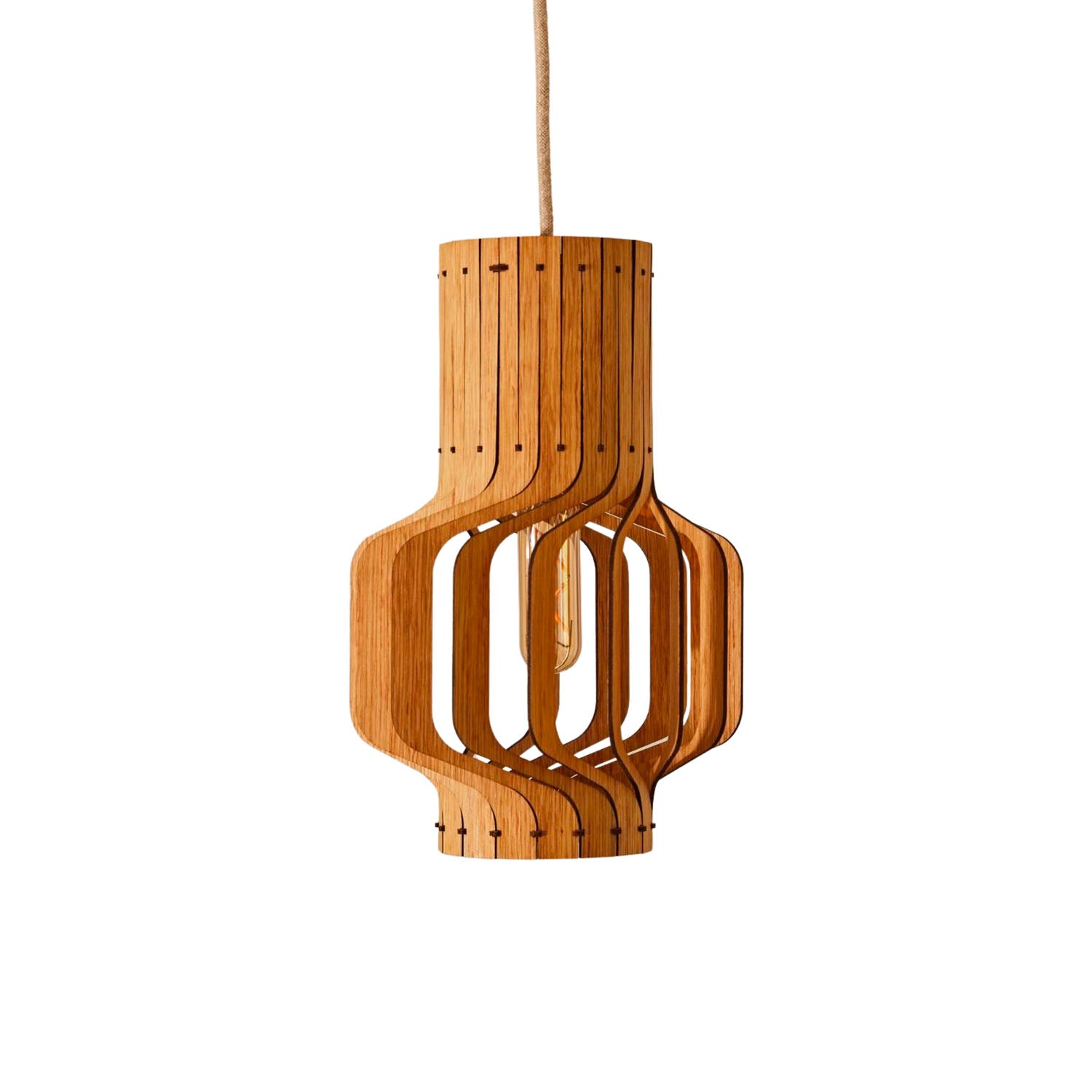 TJINKWE Small – Käfig-Pendelleuchte aus Designer-Holzlamellen