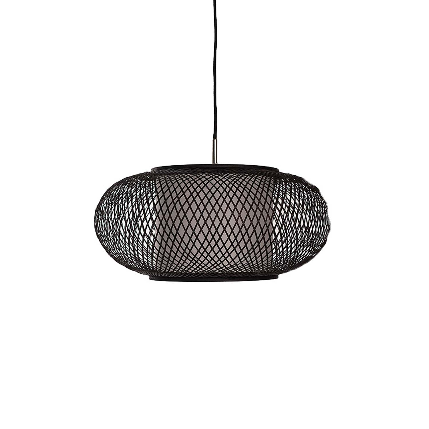 TWIGGY AL - Round pendant light in beige or brown woven bamboo