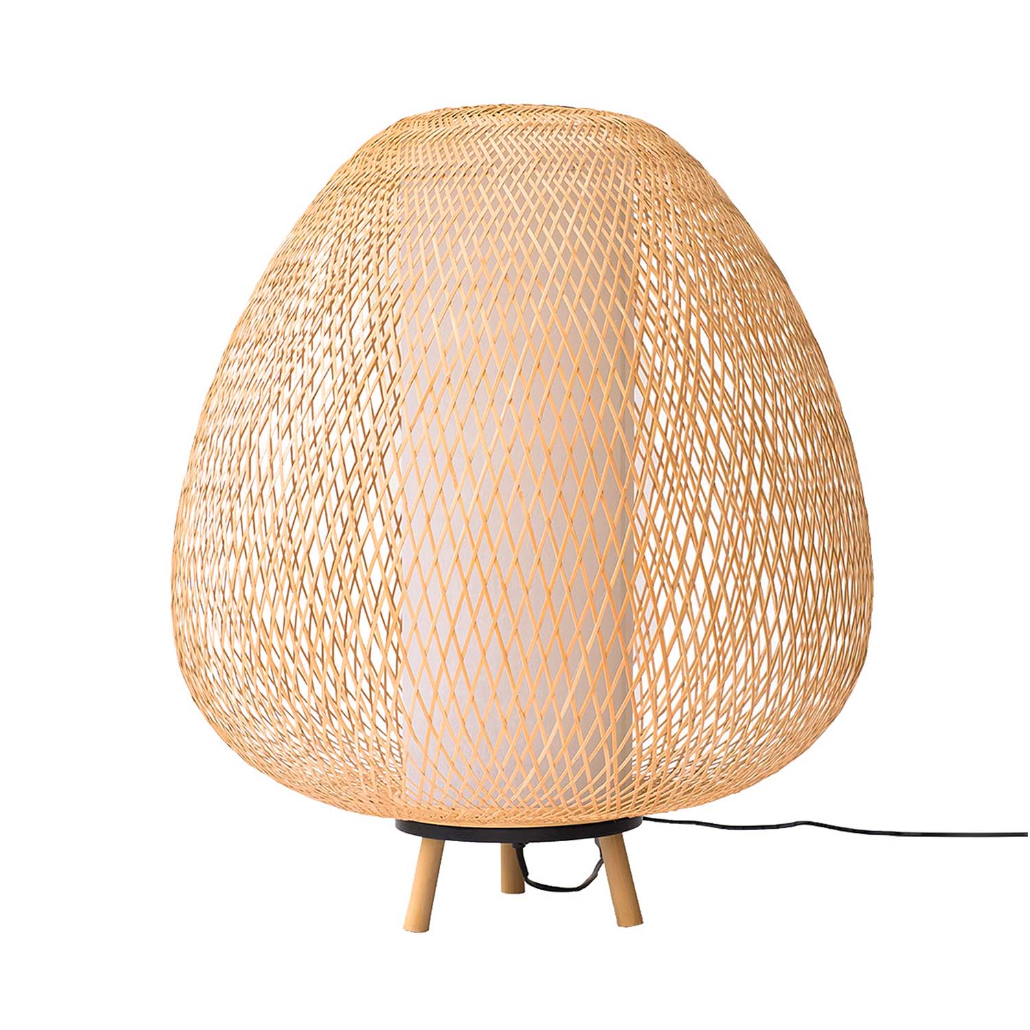 TWIGGY Floor – Eiförmige Stehleuchte aus geflochtenem Bambus