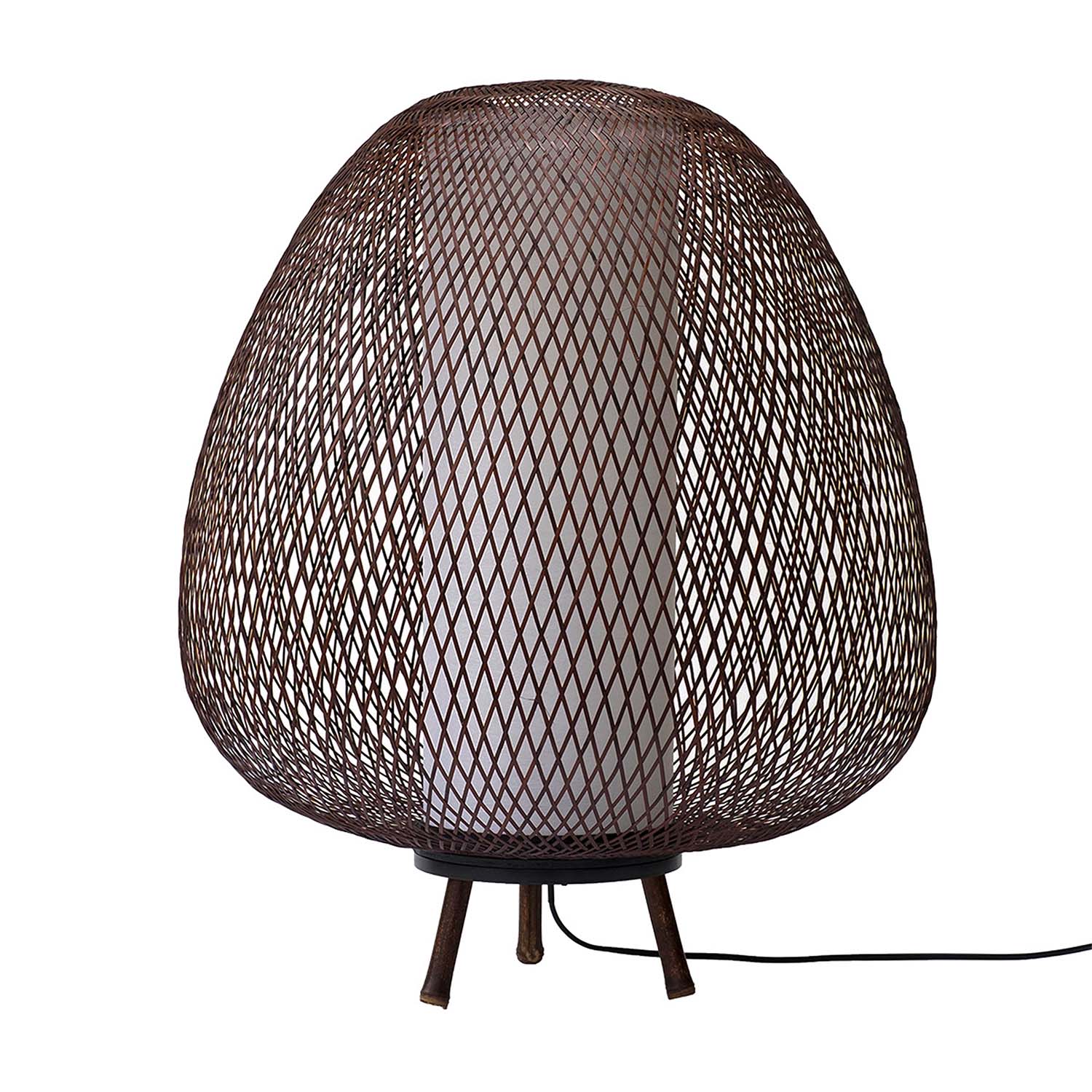 TWIGGY Floor - Egg-shaped floor lamp in woven bamboo