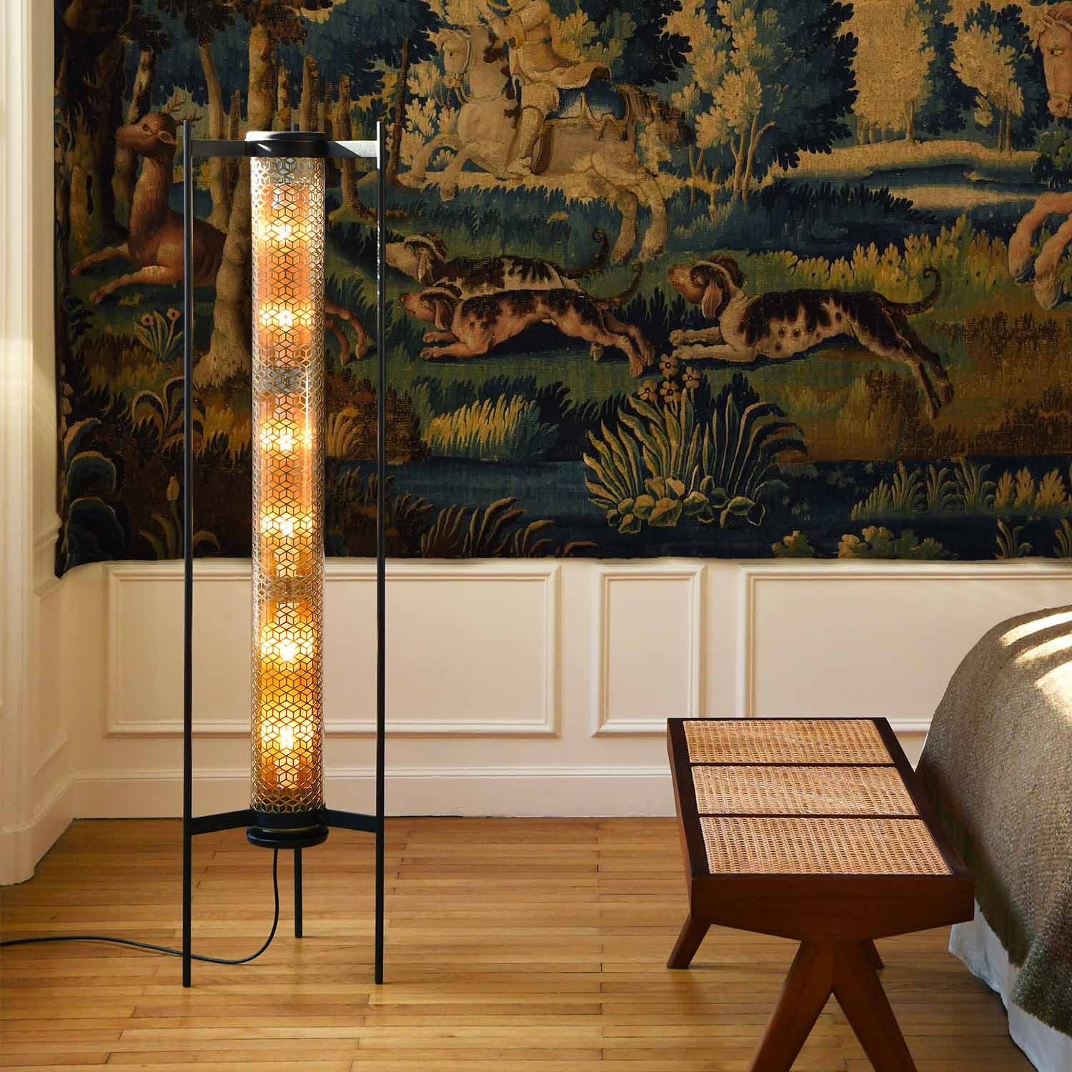 VENDOME - Art deco glass tube floor lamp for living room