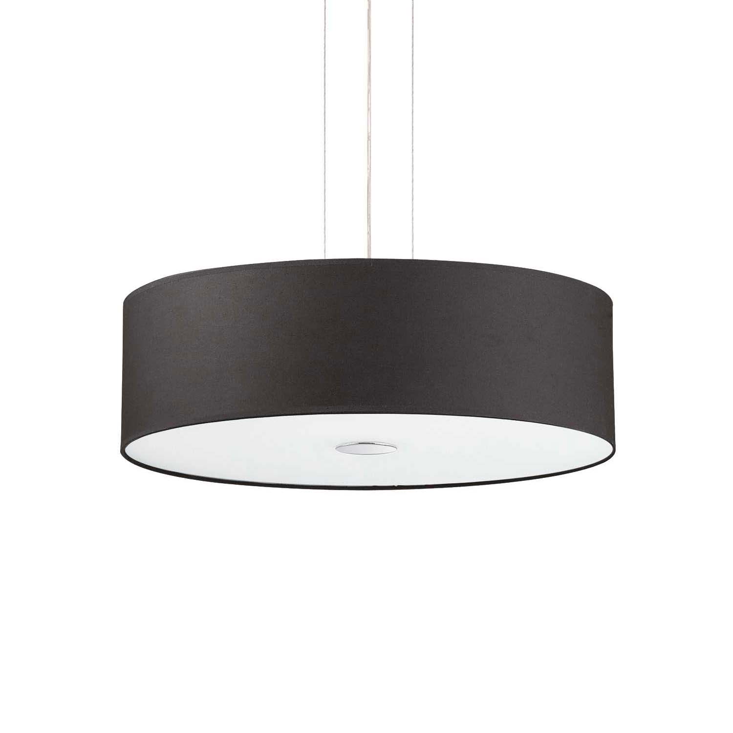 WOODY - Round chandelier in black or white fabric