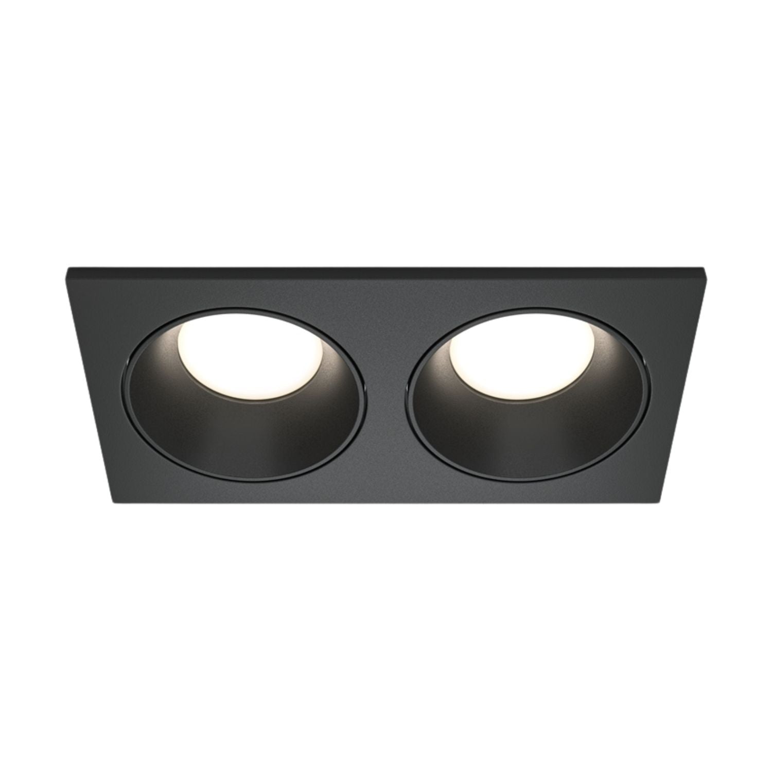 ZOOM - Double recessed spotlight in black or white IP65 steel