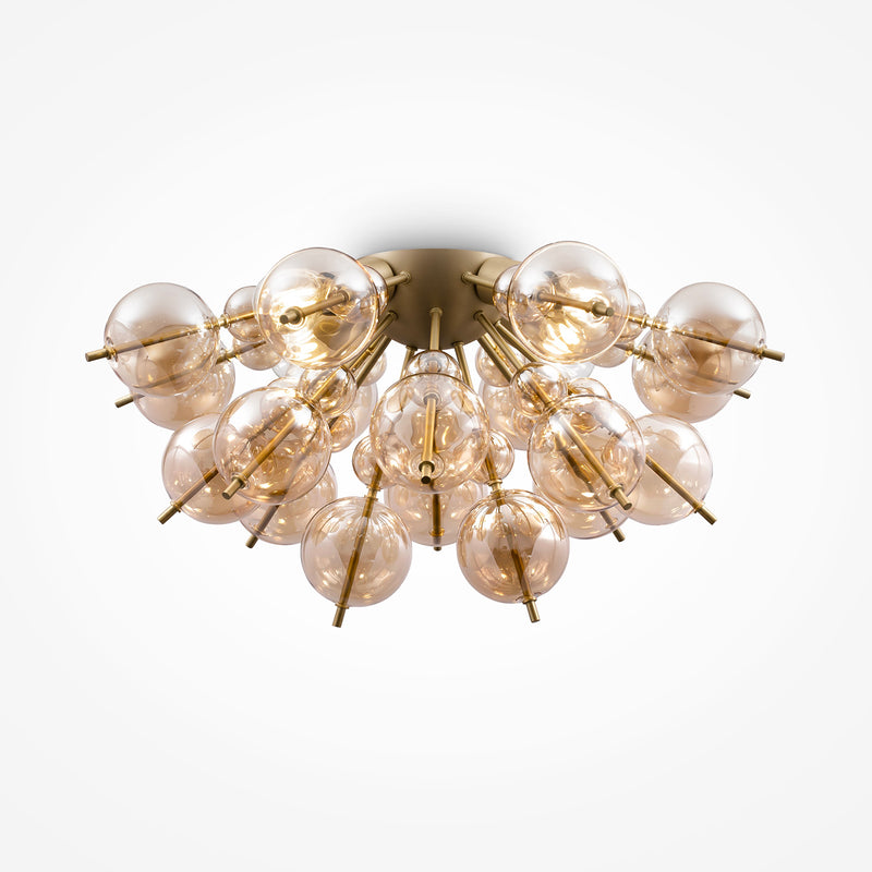 BOLLA - Eclectic ceiling lamp with amber glass balls