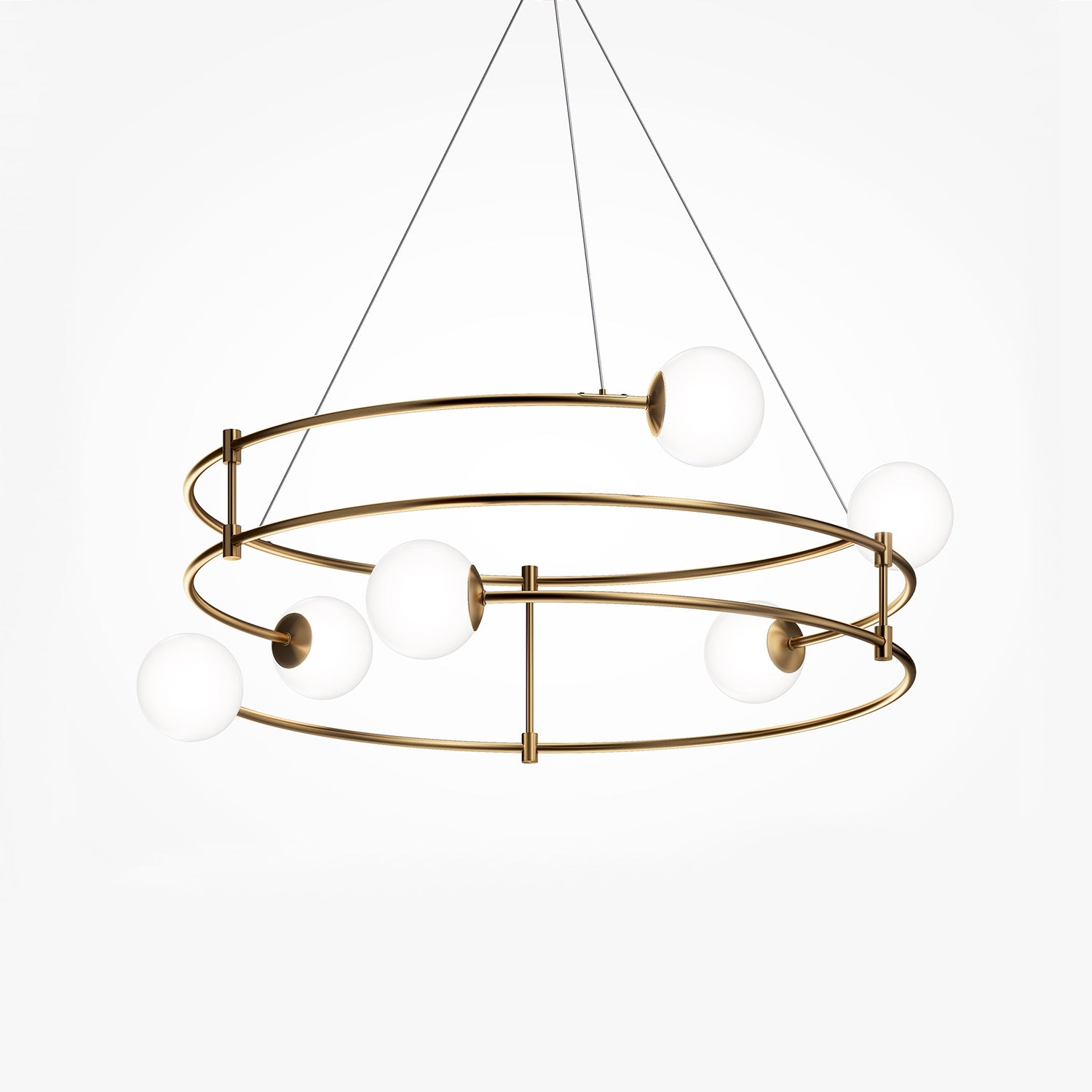 BALANCE - Golden circular chandelier with contemporary glass balls