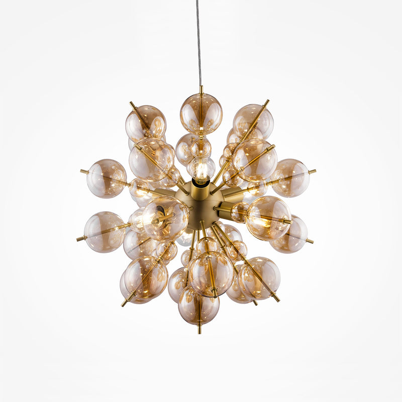 BOLLA - Eclectic chandelier, amber glass balls for living room