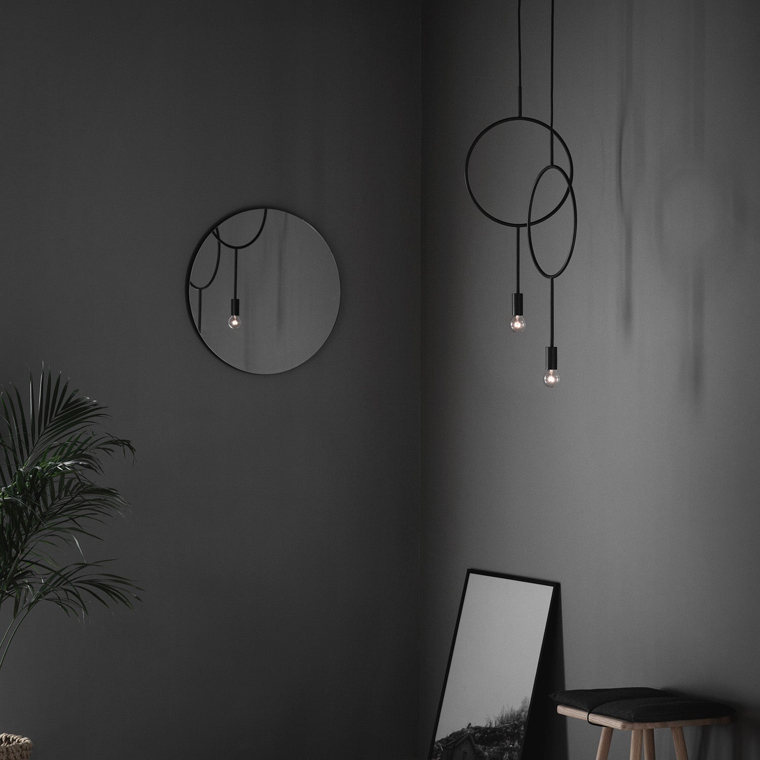 CIRCLE – Dünne minimalistische schwarze Pendelleuchte, Schlafzimmer für Erwachsene