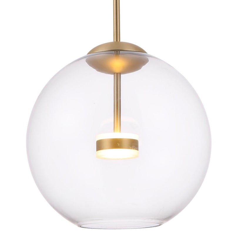 COMETA - Integrated LED glass and gold pendant lamp, dining room